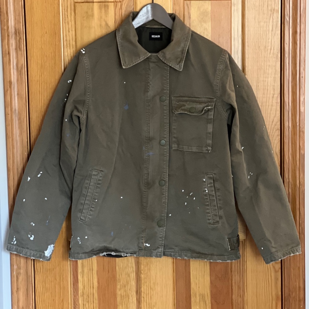 Hudson Jeans Distressed Army Green Military Jacket